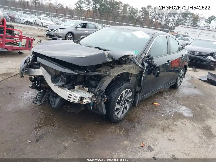 2HGFC2F72JH542622 2018 Honda Civic Ex