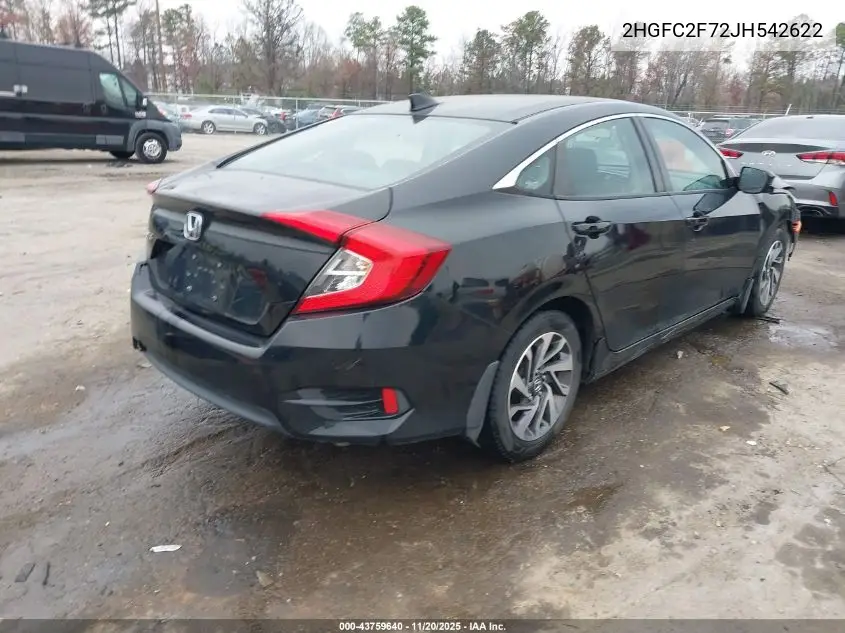 2HGFC2F72JH542622 2018 Honda Civic Ex