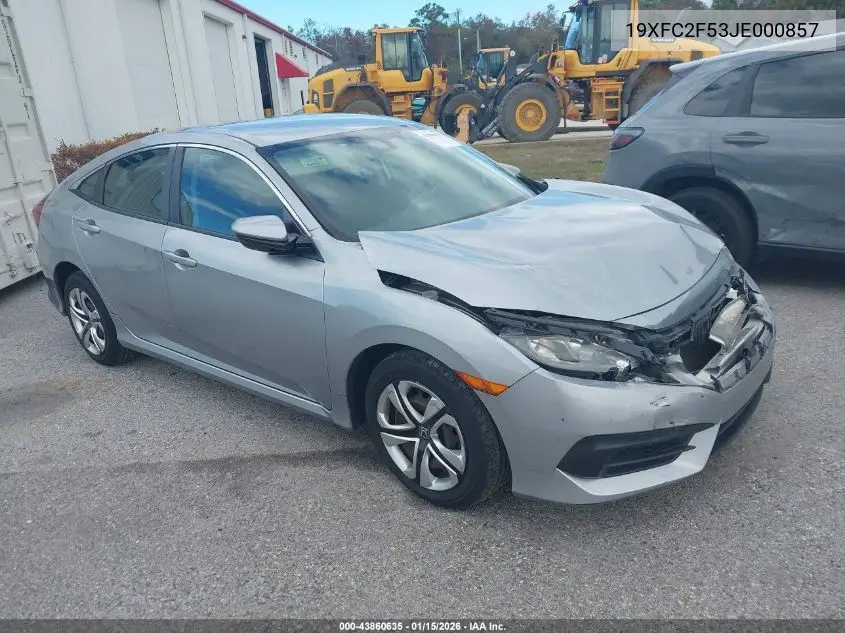 19XFC2F53JE000857 2018 Honda Civic Lx