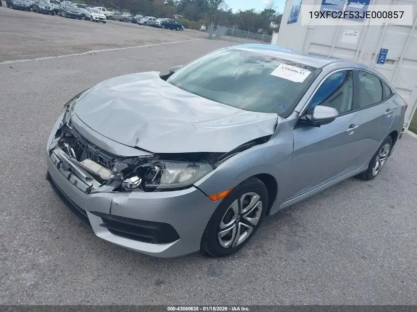 19XFC2F53JE000857 2018 Honda Civic Lx