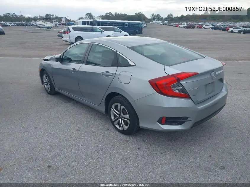 19XFC2F53JE000857 2018 Honda Civic Lx