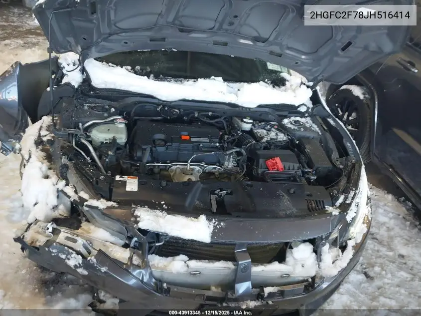 2HGFC2F78JH516414 2018 Honda Civic Ex