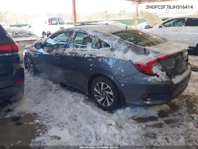2HGFC2F78JH516414 2018 Honda Civic Ex