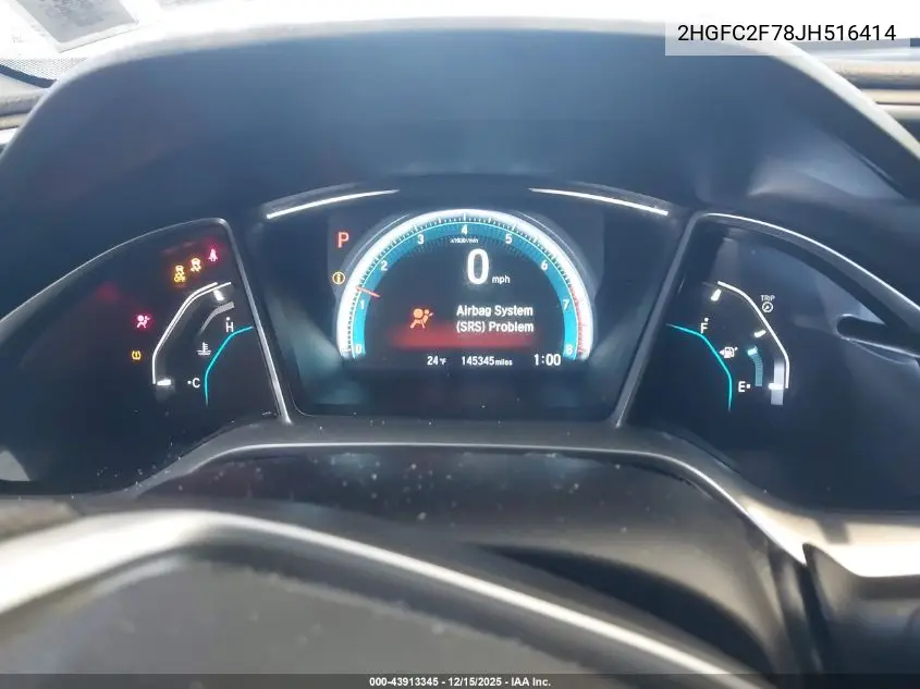 2HGFC2F78JH516414 2018 Honda Civic Ex