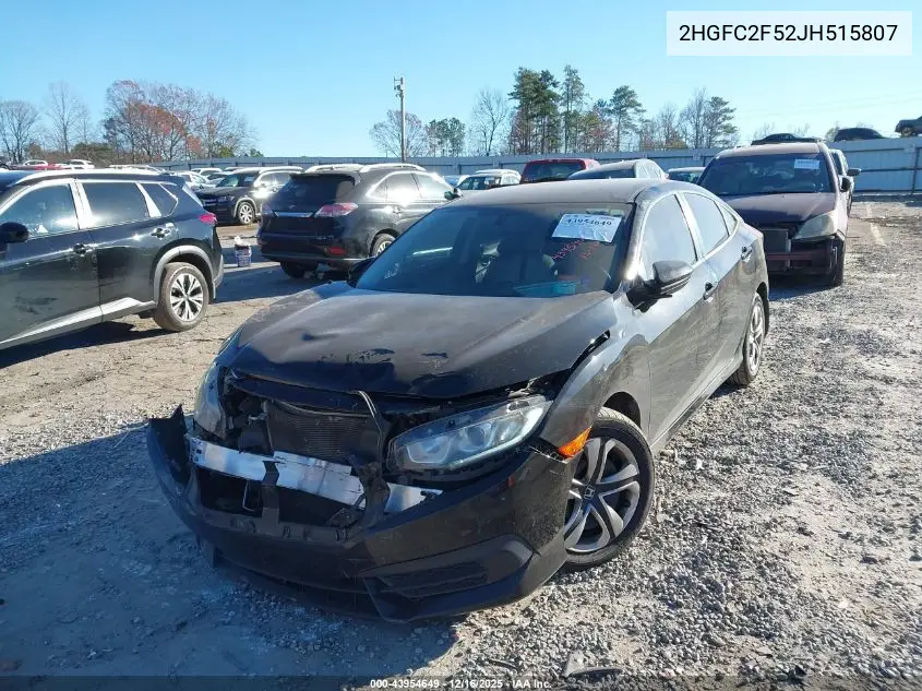 2HGFC2F52JH515807 2018 Honda Civic Lx