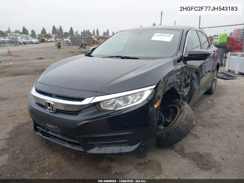 2HGFC2F77JH543183 2018 Honda Civic Ex