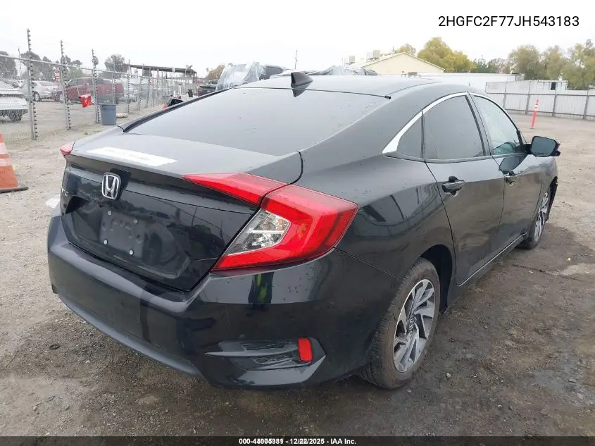 2HGFC2F77JH543183 2018 Honda Civic Ex