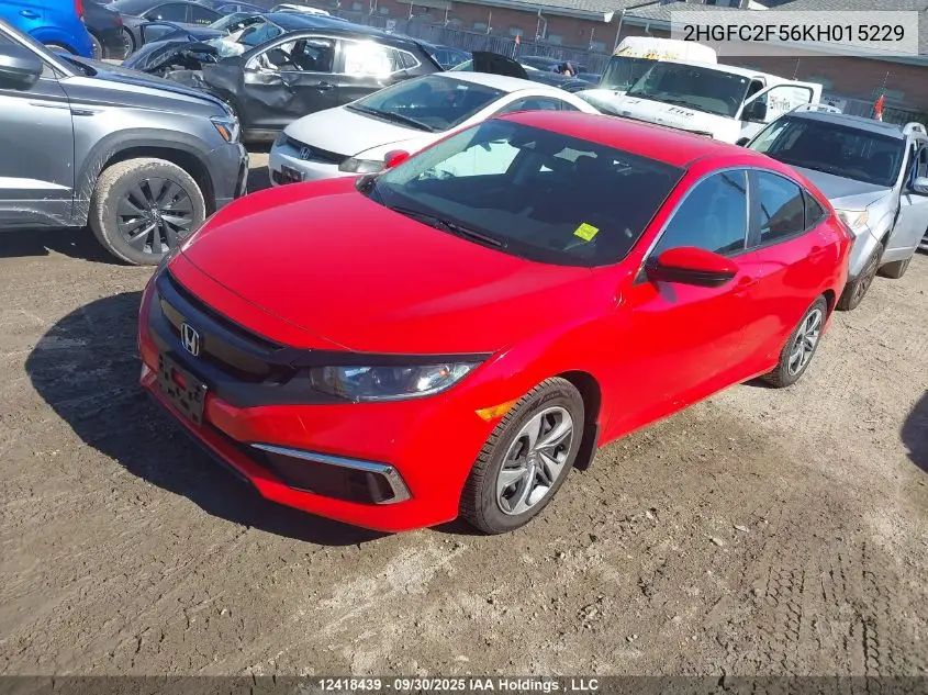2HGFC2F56KH015229 2019 Honda Civic Lx
