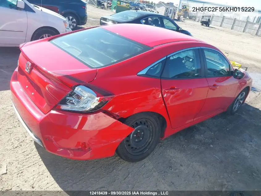 2HGFC2F56KH015229 2019 Honda Civic Lx