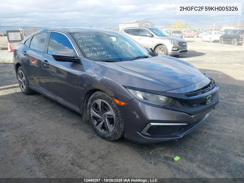 2HGFC2F59KH005326 2019 Honda Civic Lx