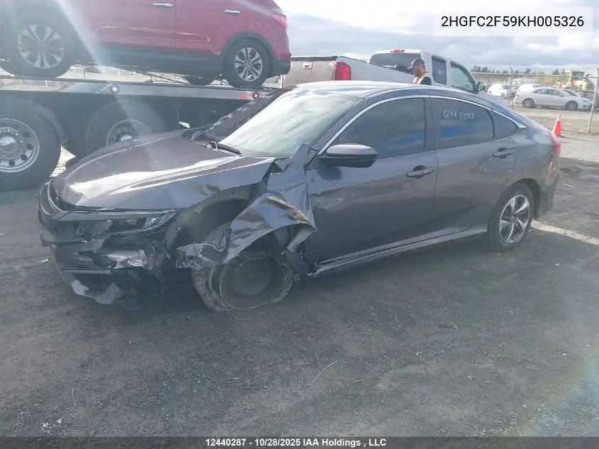 2HGFC2F59KH005326 2019 Honda Civic Lx