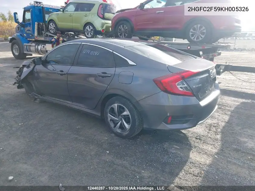 2HGFC2F59KH005326 2019 Honda Civic Lx