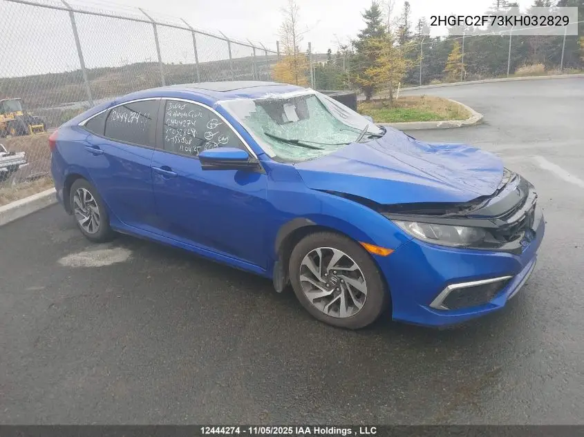 2HGFC2F73KH032829 2019 Honda Civic Ex