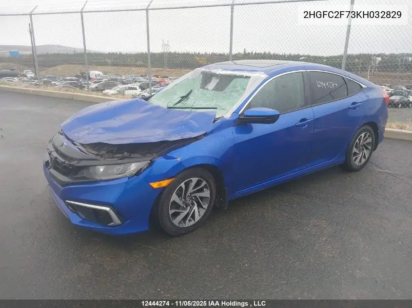 2HGFC2F73KH032829 2019 Honda Civic Ex
