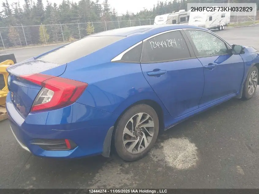 2HGFC2F73KH032829 2019 Honda Civic Ex