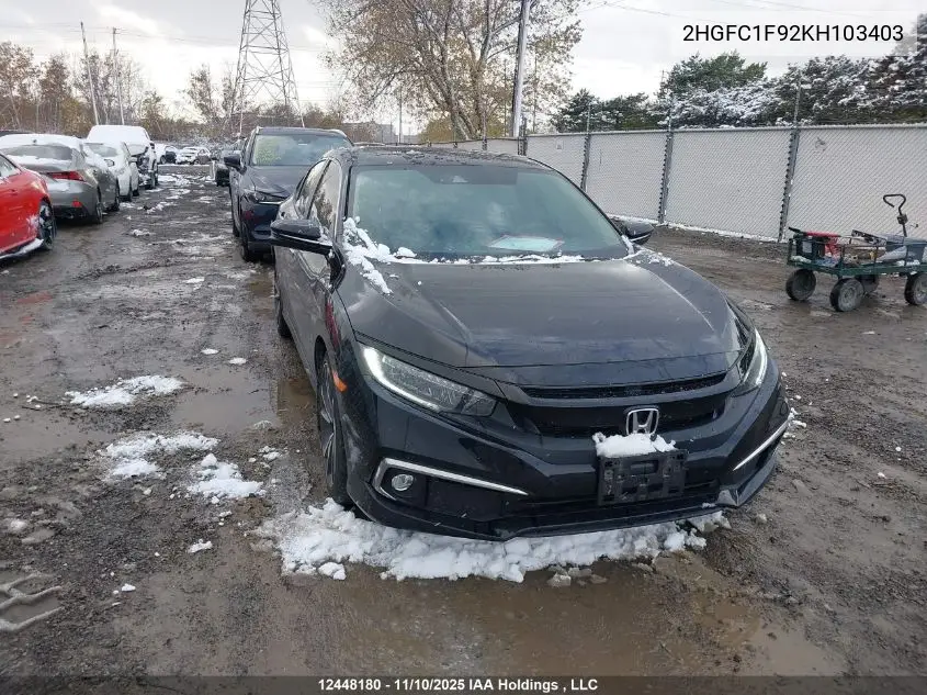 2HGFC1F92KH103403 2019 Honda Civic Touring