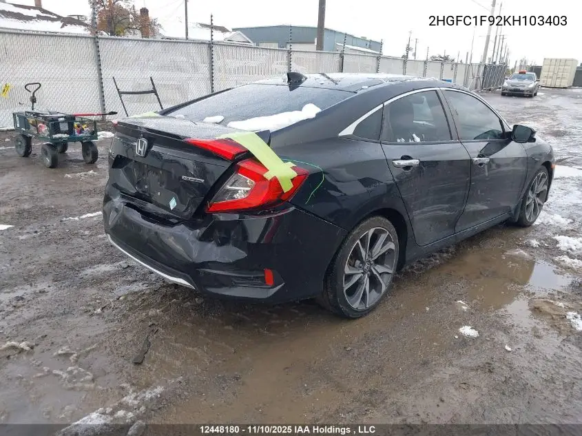 2HGFC1F92KH103403 2019 Honda Civic Touring