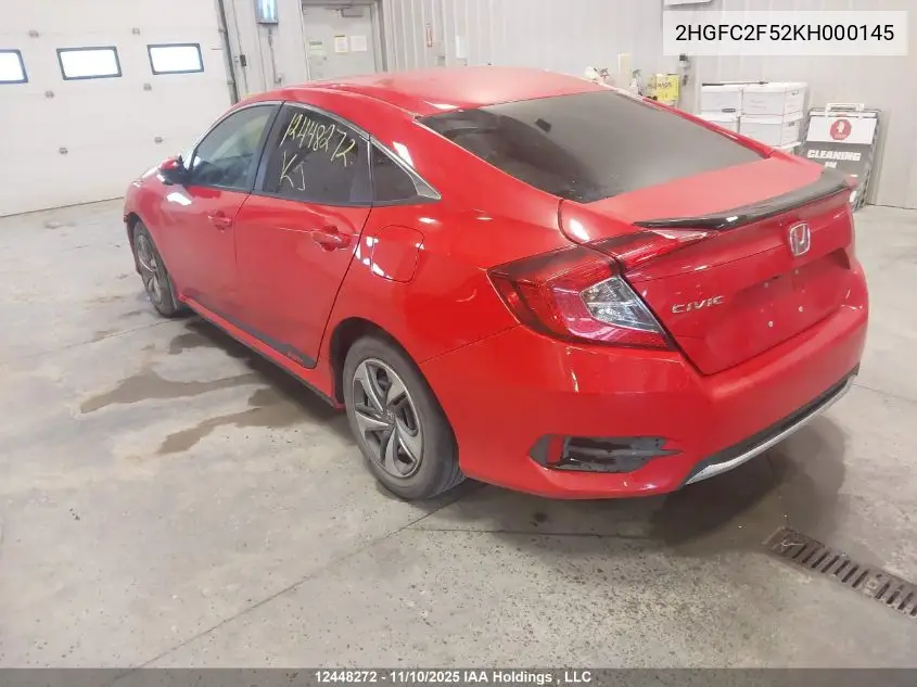 2HGFC2F52KH000145 2019 Honda Civic Lx