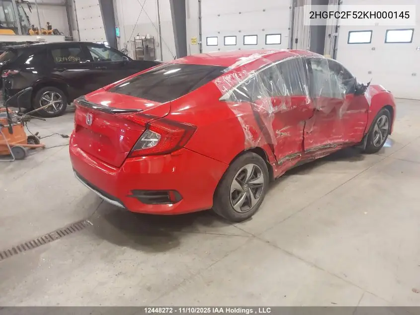2HGFC2F52KH000145 2019 Honda Civic Lx