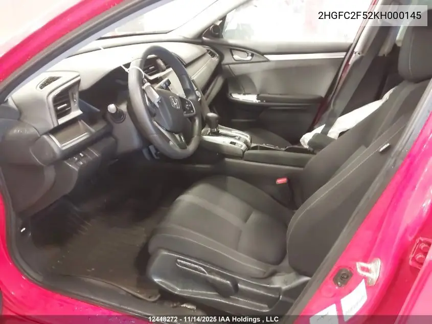 2HGFC2F52KH000145 2019 Honda Civic Lx
