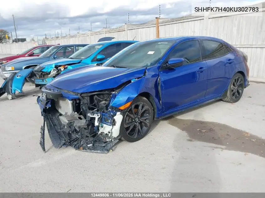 SHHFK7H40KU302783 2019 Honda Civic Sport