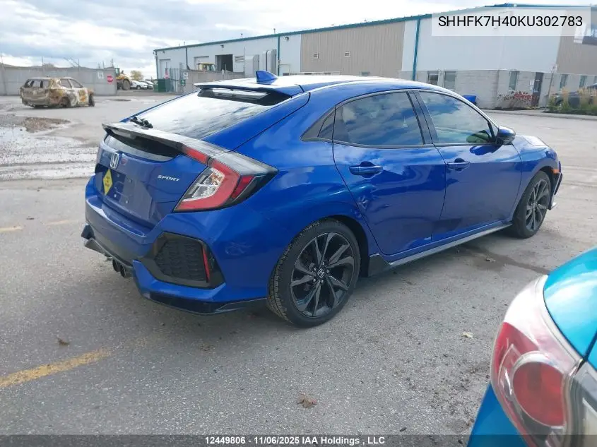 SHHFK7H40KU302783 2019 Honda Civic Sport