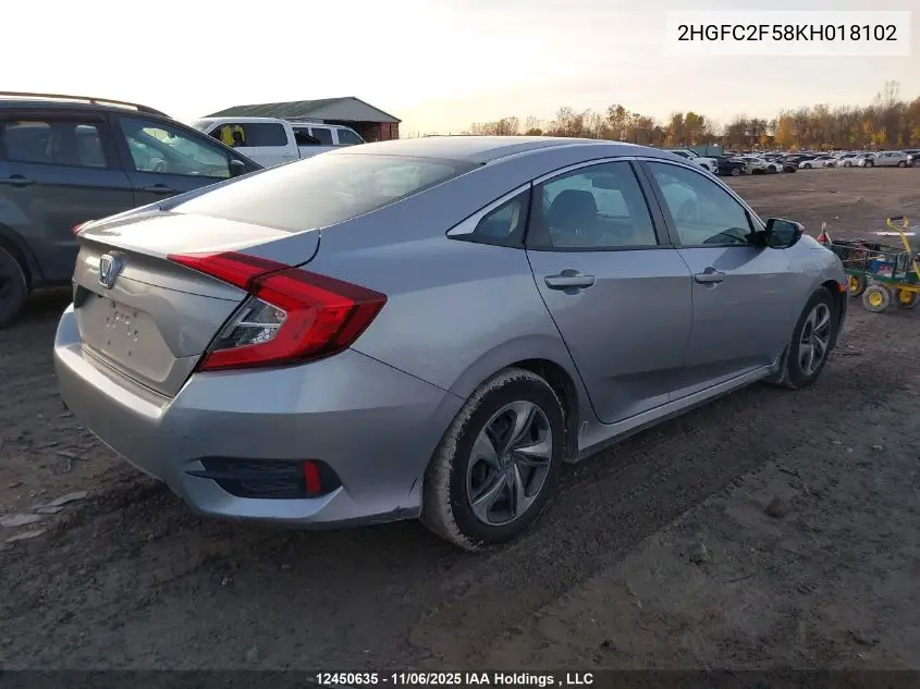 2HGFC2F58KH018102 2019 Honda Civic Lx
