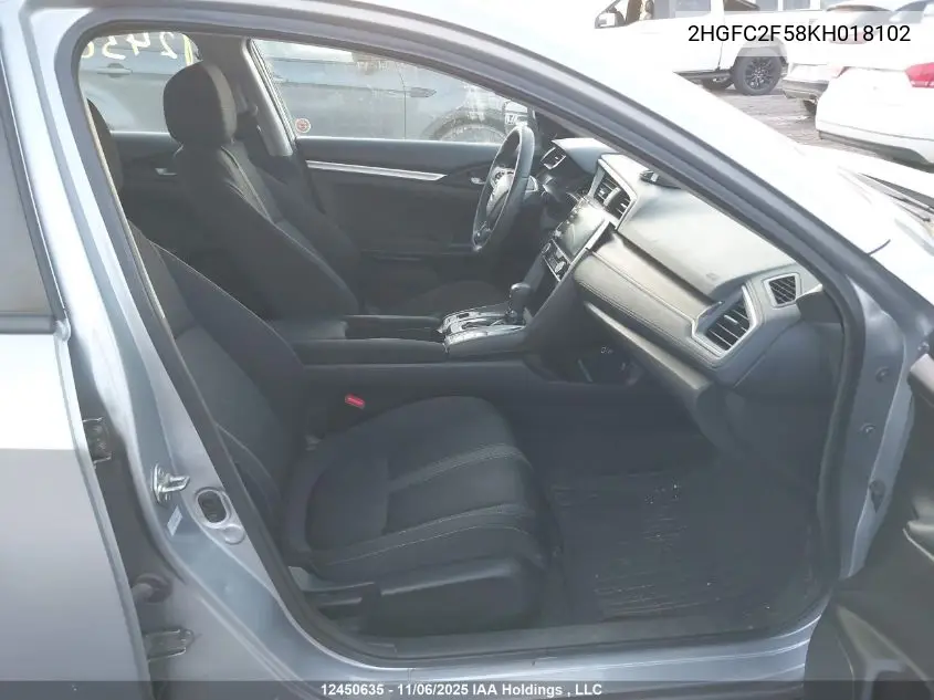 2HGFC2F58KH018102 2019 Honda Civic Lx