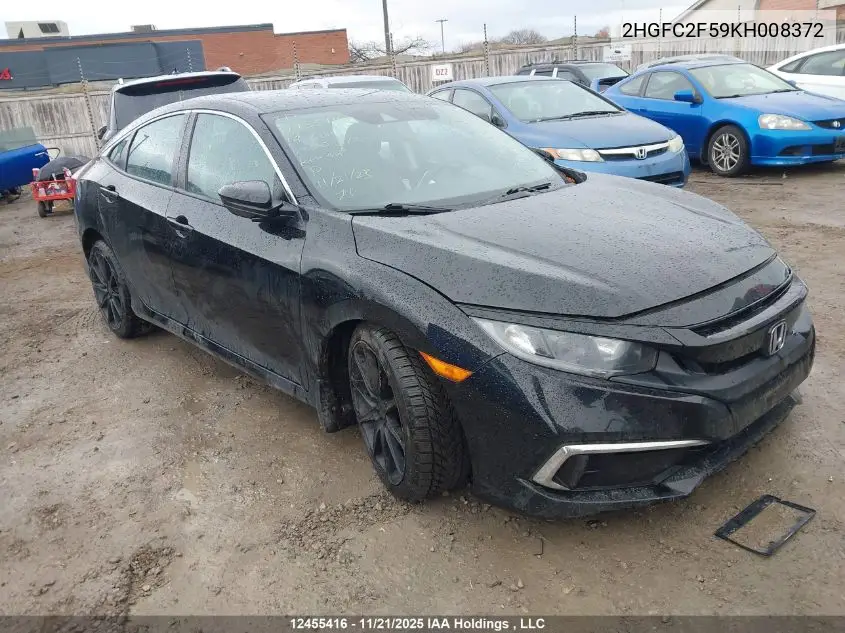 2HGFC2F59KH008372 2019 Honda Civic Lx
