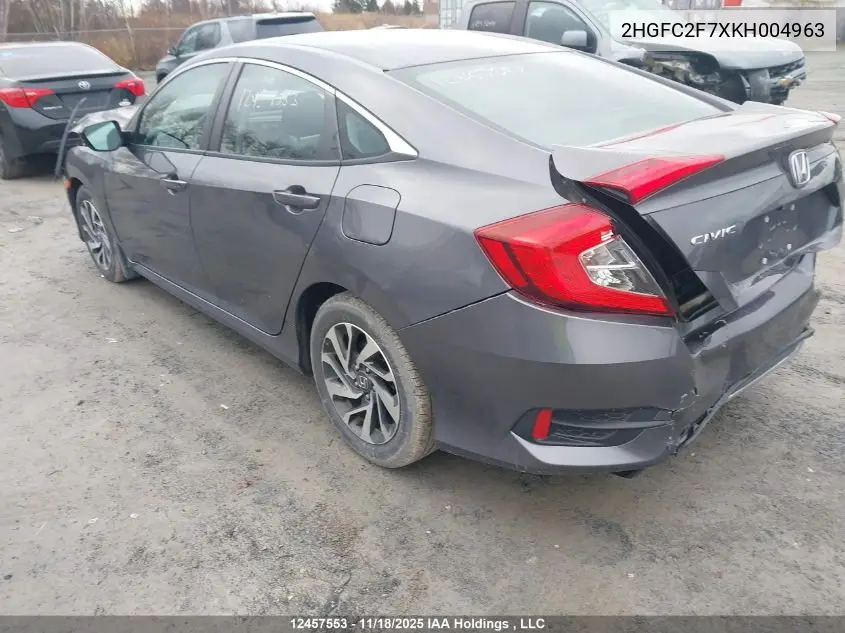 2HGFC2F7XKH004963 2019 Honda Civic Ex