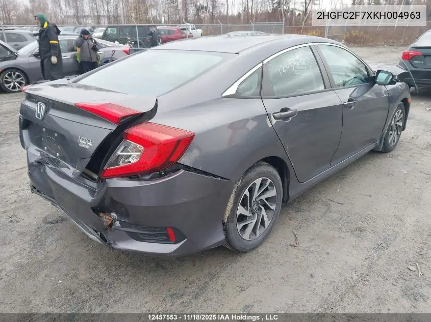 2HGFC2F7XKH004963 2019 Honda Civic Ex
