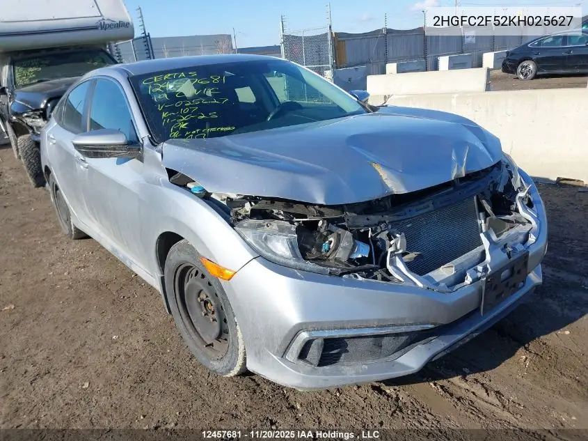 2HGFC2F52KH025627 2019 Honda Civic Lx