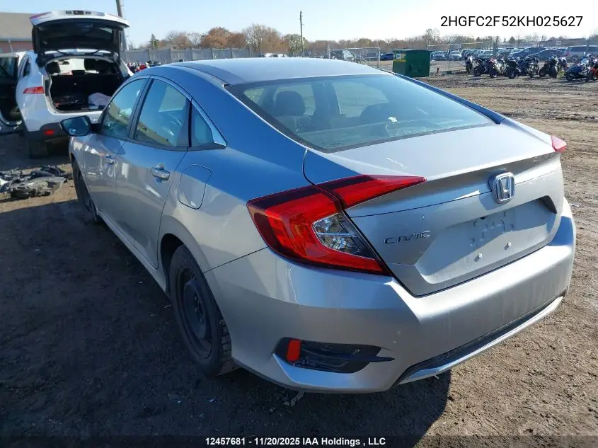 2HGFC2F52KH025627 2019 Honda Civic Lx