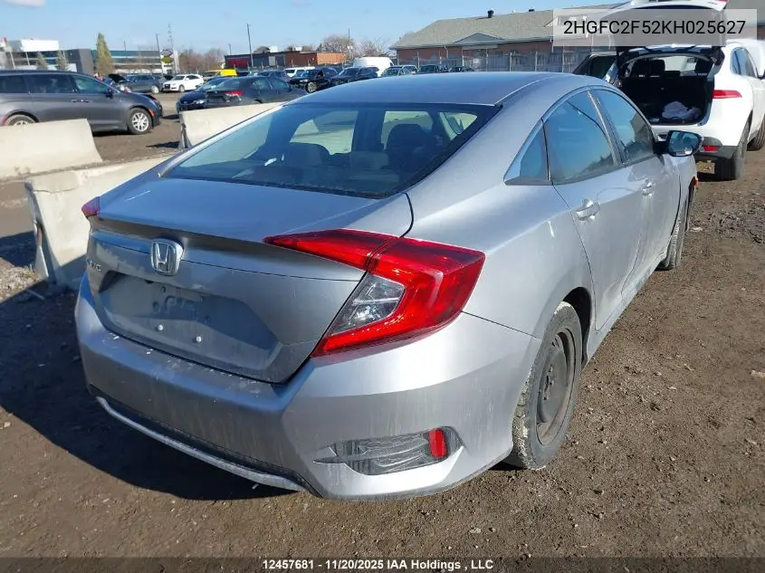 2HGFC2F52KH025627 2019 Honda Civic Lx