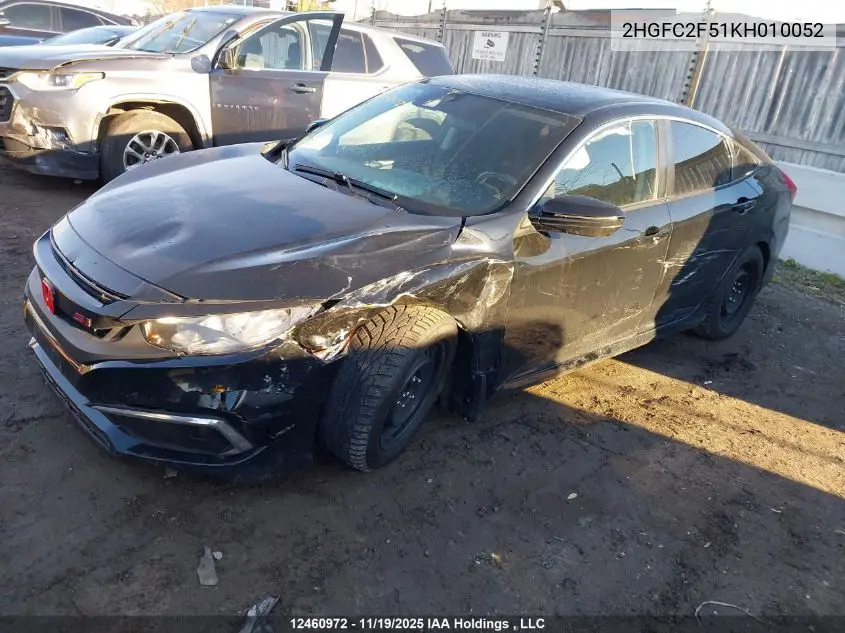 2HGFC2F51KH010052 2019 Honda Civic Lx