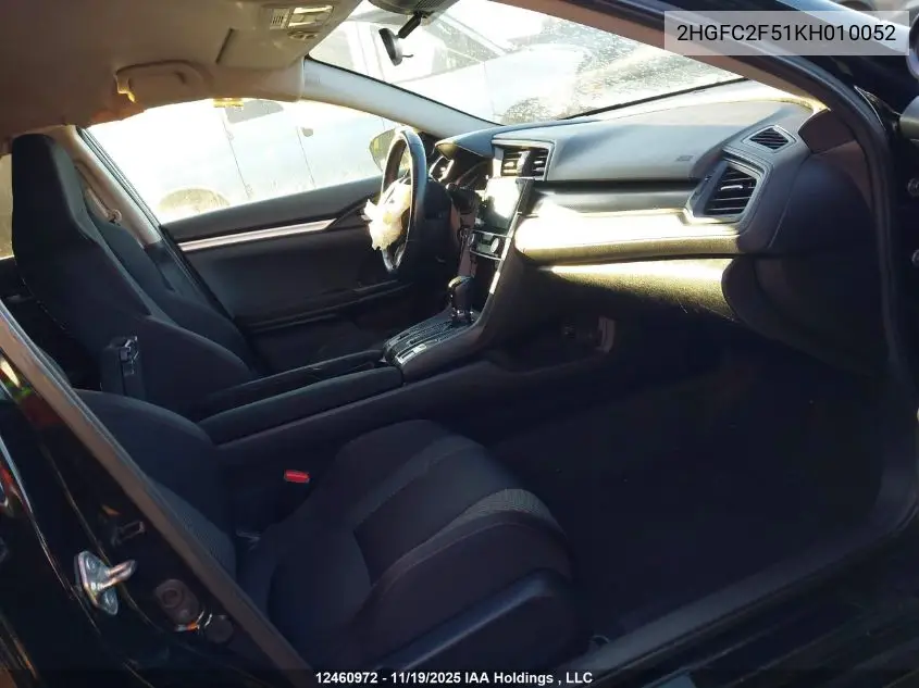 2HGFC2F51KH010052 2019 Honda Civic Lx