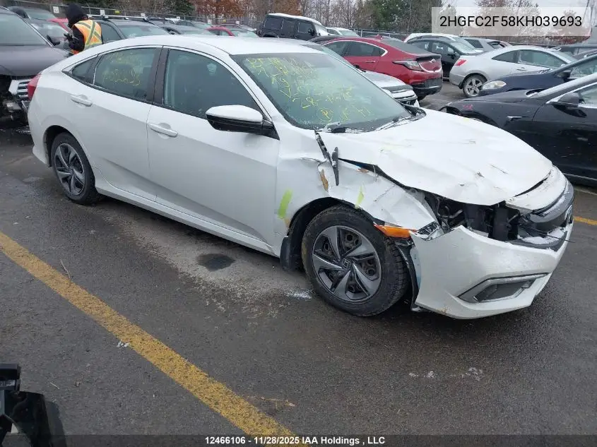 2HGFC2F58KH039693 2019 Honda Civic Lx