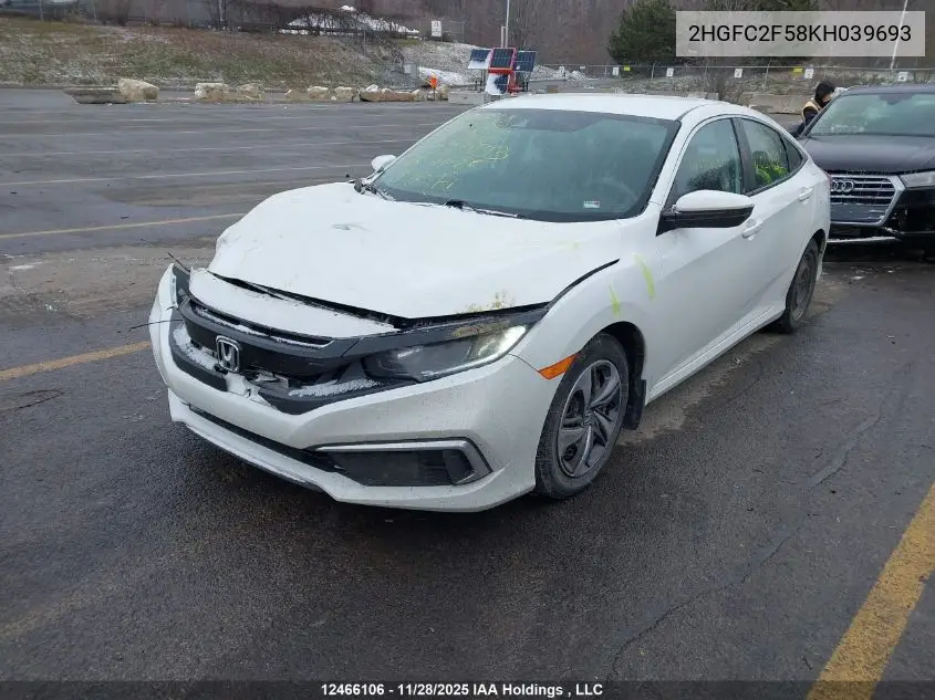 2HGFC2F58KH039693 2019 Honda Civic Lx