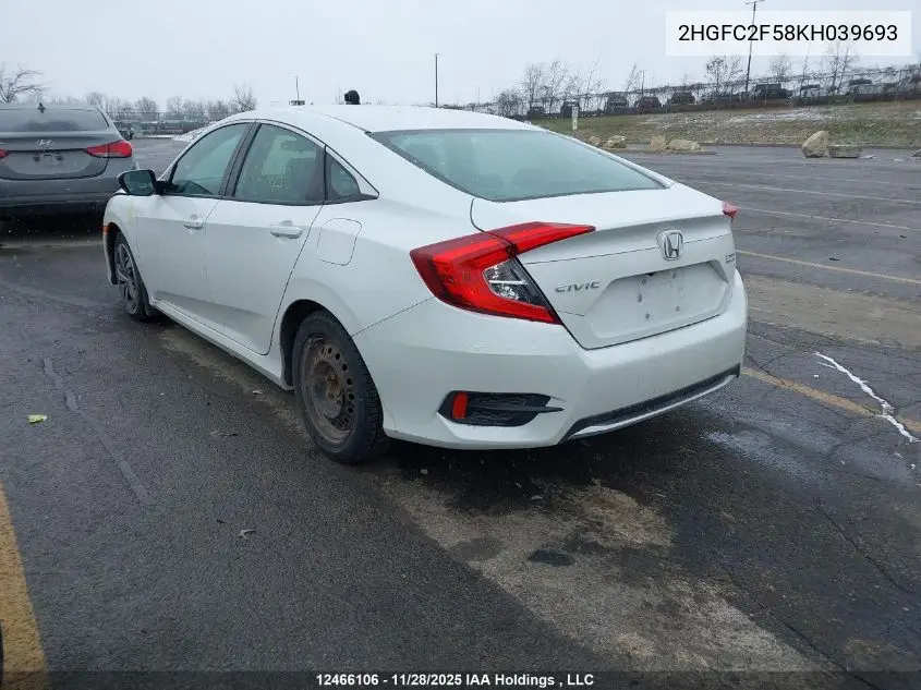 2HGFC2F58KH039693 2019 Honda Civic Lx