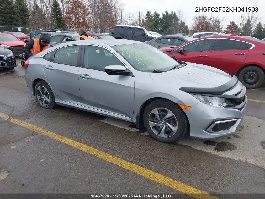 2HGFC2F52KH041908 2019 Honda Civic Lx