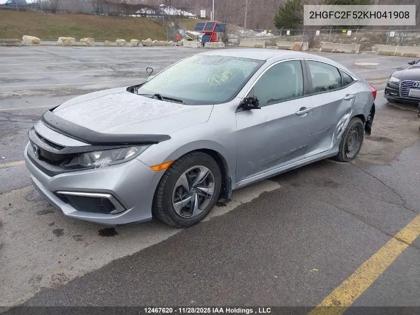 2HGFC2F52KH041908 2019 Honda Civic Lx