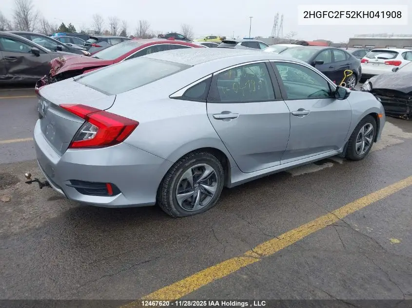 2HGFC2F52KH041908 2019 Honda Civic Lx