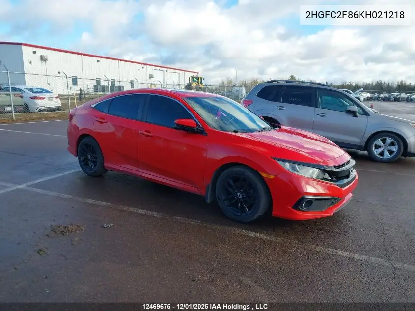 2HGFC2F86KH021218 2019 Honda Civic Sport