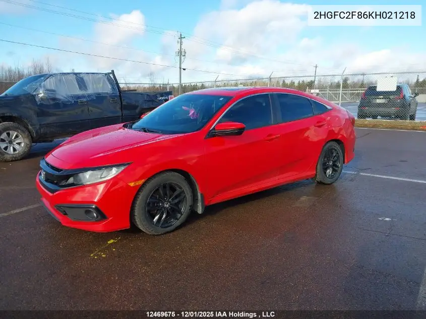 2HGFC2F86KH021218 2019 Honda Civic Sport