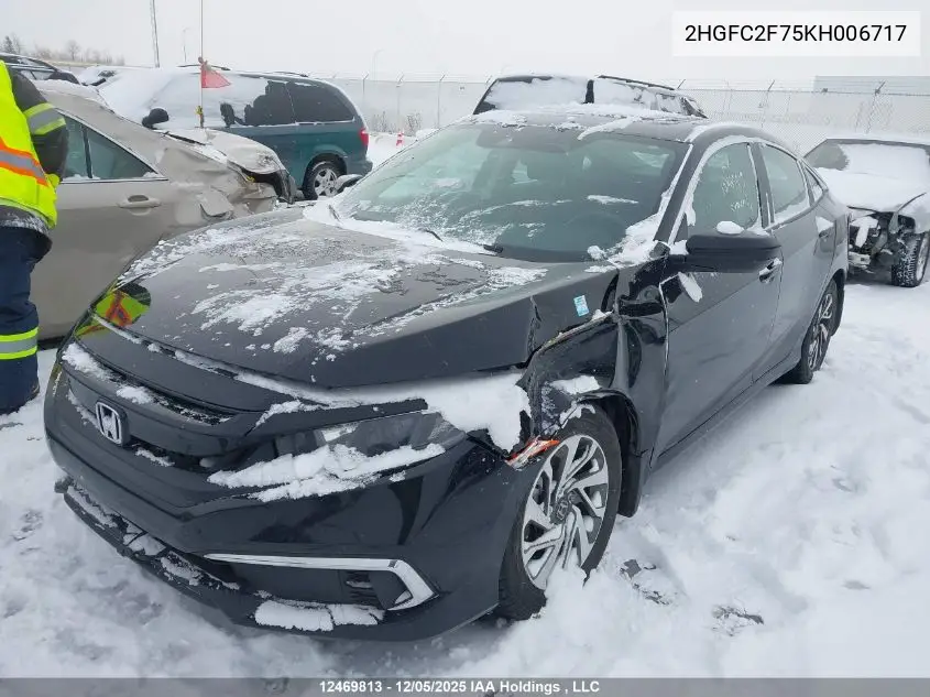 2HGFC2F75KH006717 2019 Honda Civic Ex 4Dr