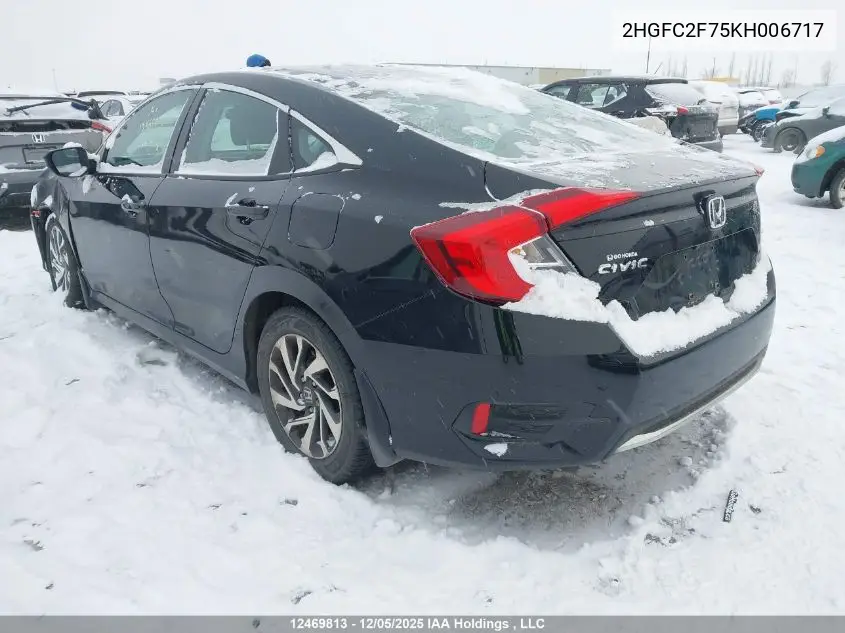 2HGFC2F75KH006717 2019 Honda Civic Ex 4Dr