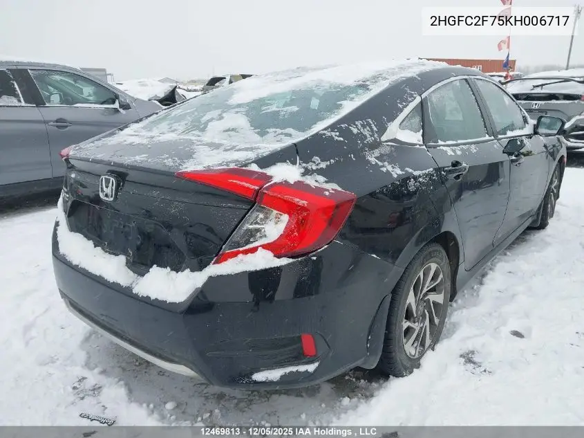 2HGFC2F75KH006717 2019 Honda Civic Ex 4Dr