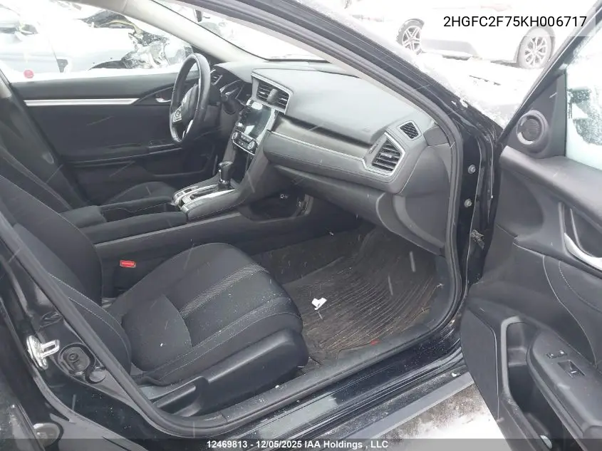 2HGFC2F75KH006717 2019 Honda Civic Ex 4Dr