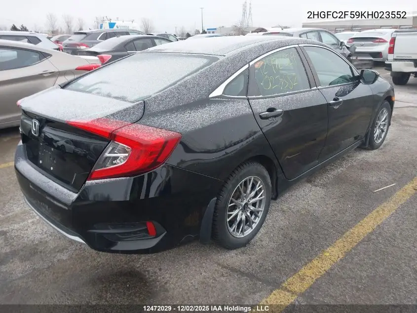 2HGFC2F59KH023552 2019 Honda Civic Lx
