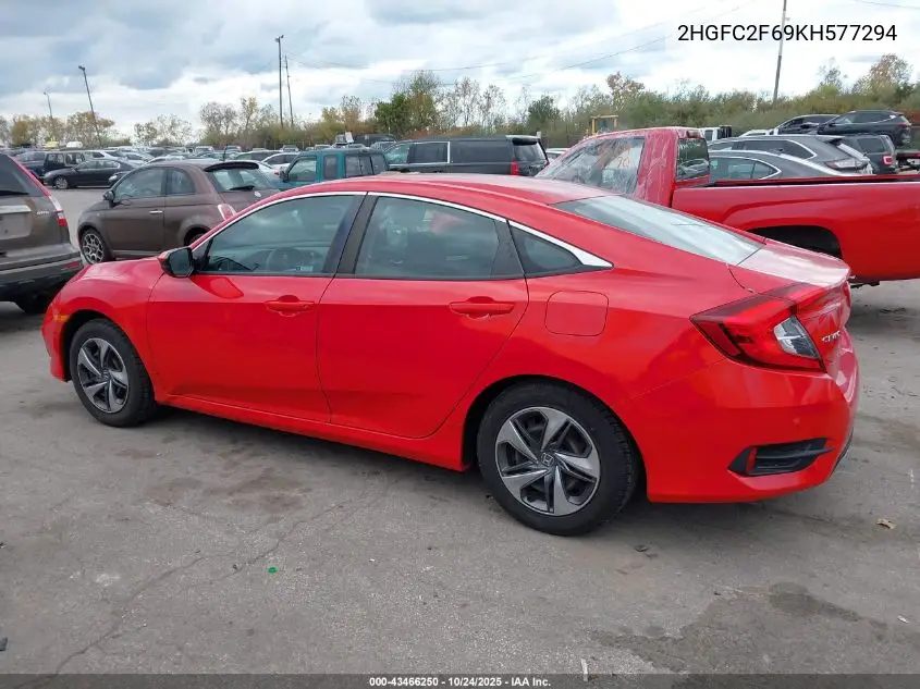 2HGFC2F69KH577294 2019 Honda Civic Lx